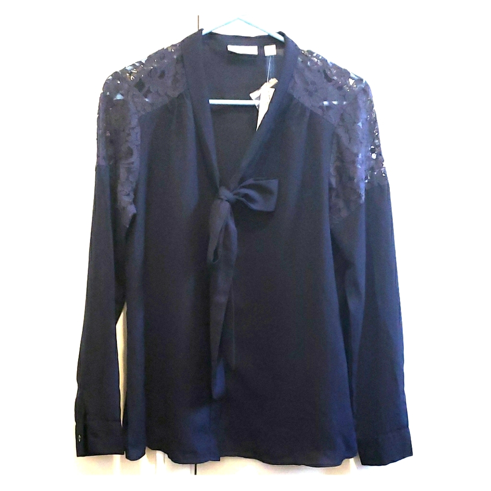 New York & Co Navy Lace Top